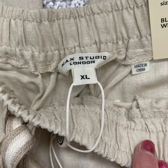 Max Studio London NWT Cream Wide-Leg Linen Trousers - Picture 6 of 15